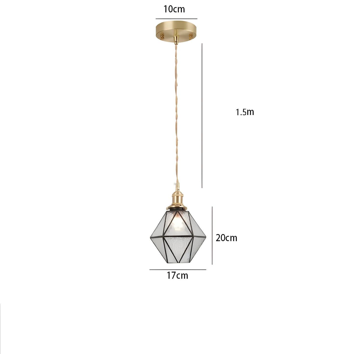 IllumaStyle Japanese Pendant Light – Retro Geometric Copper & Glass Hanging Lamp