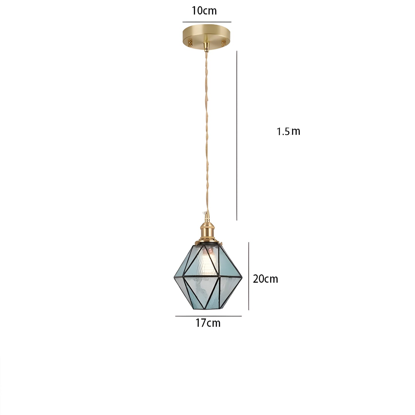 IllumaStyle Japanese Pendant Light – Retro Geometric Copper & Glass Hanging Lamp