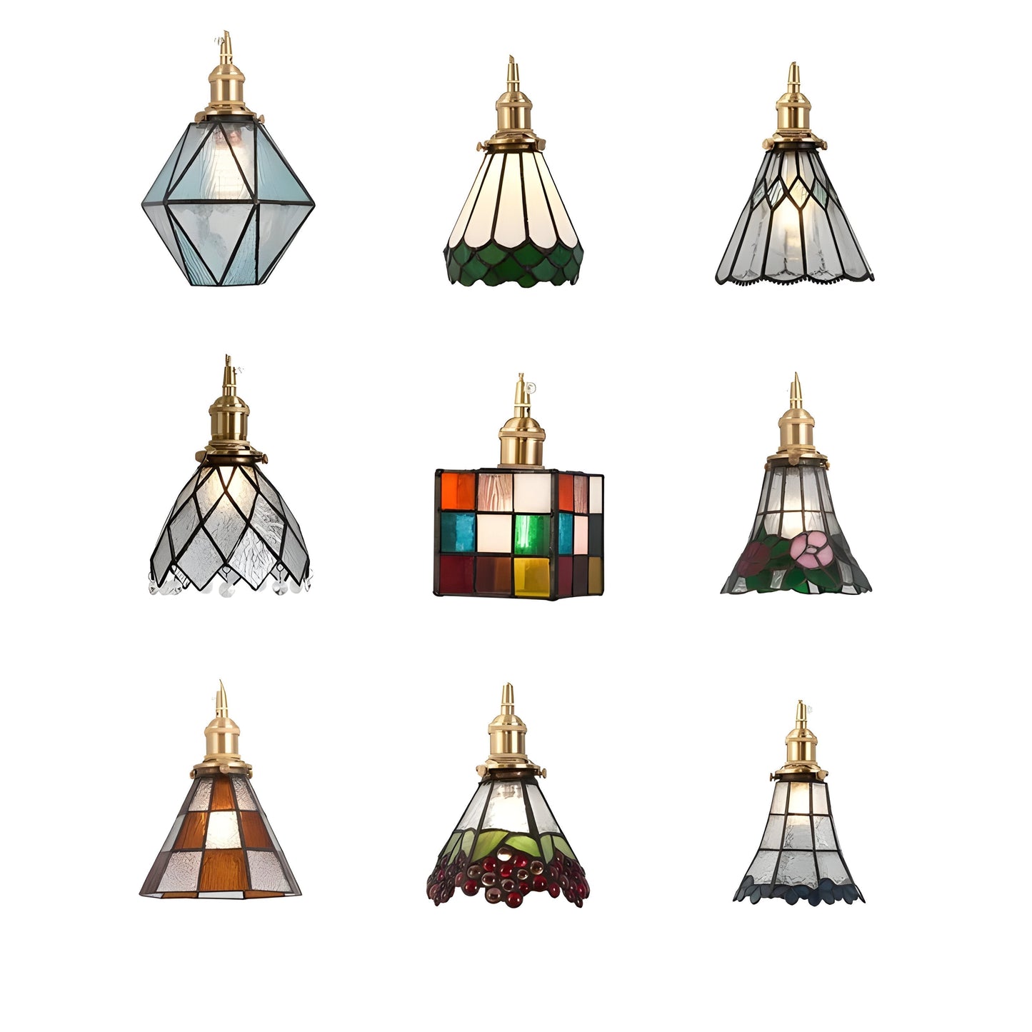IllumaStyle Japanese Pendant Light – Retro Geometric Copper & Glass Hanging Lamp