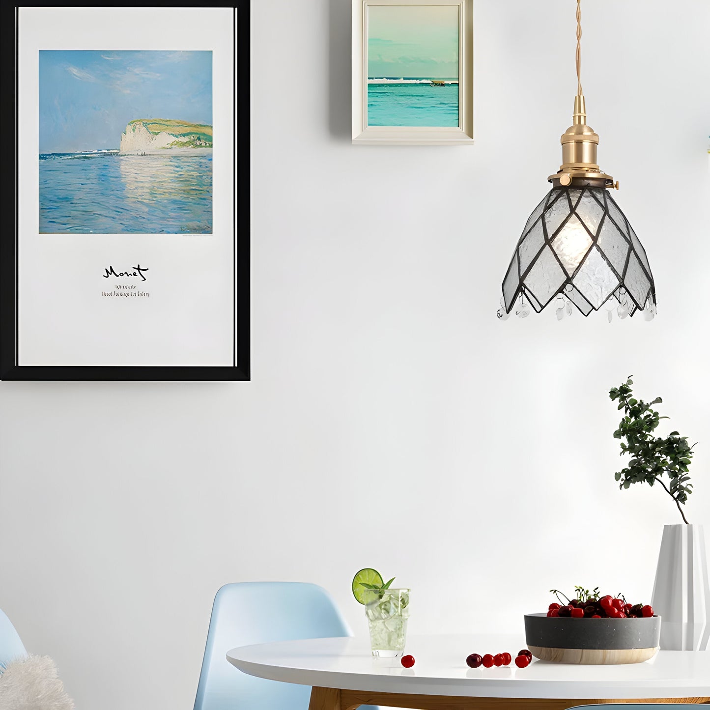 IllumaStyle Japanese Pendant Light – Retro Geometric Copper & Glass Hanging Lamp