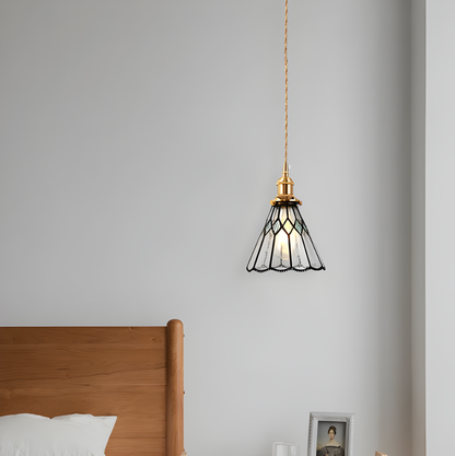 IllumaStyle Japanese Pendant Light – Retro Geometric Copper & Glass Hanging Lamp