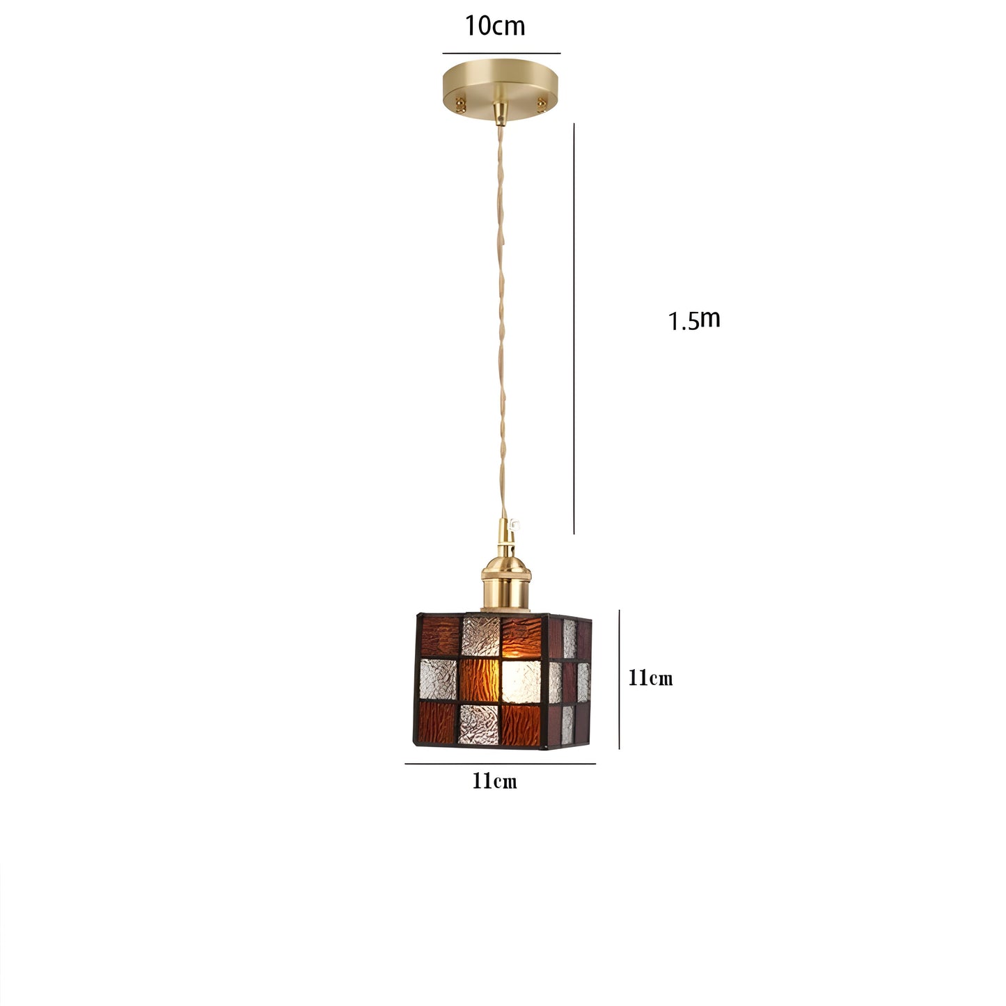 IllumaStyle Japanese Pendant Light – Retro Geometric Copper & Glass Hanging Lamp