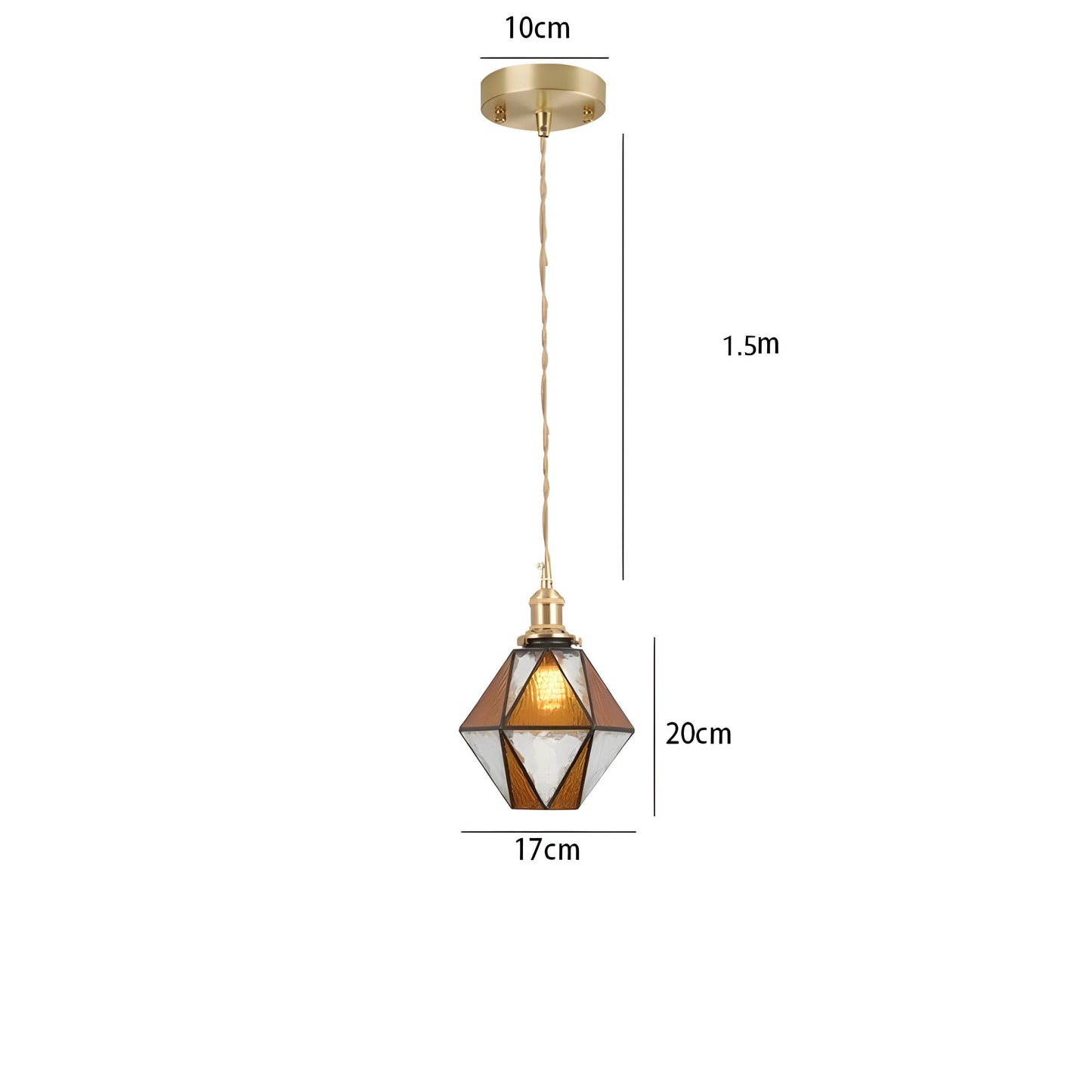 IllumaStyle Japanese Pendant Light – Retro Geometric Copper & Glass Hanging Lamp