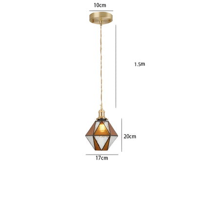 IllumaStyle Japanese Pendant Light – Retro Geometric Copper & Glass Hanging Lamp