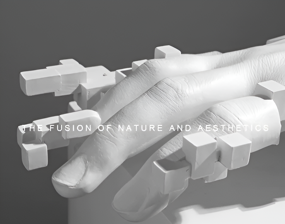 Mosaic Hand Statue – Abstract Resin Glitch Palm Figurine Ornament