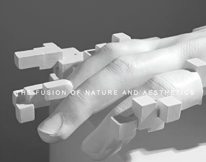 Mosaic Hand Statue – Abstract Resin Glitch Palm Figurine Ornament