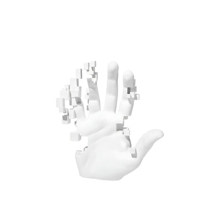 Mosaic Hand Statue – Abstract Resin Glitch Palm Figurine Ornament