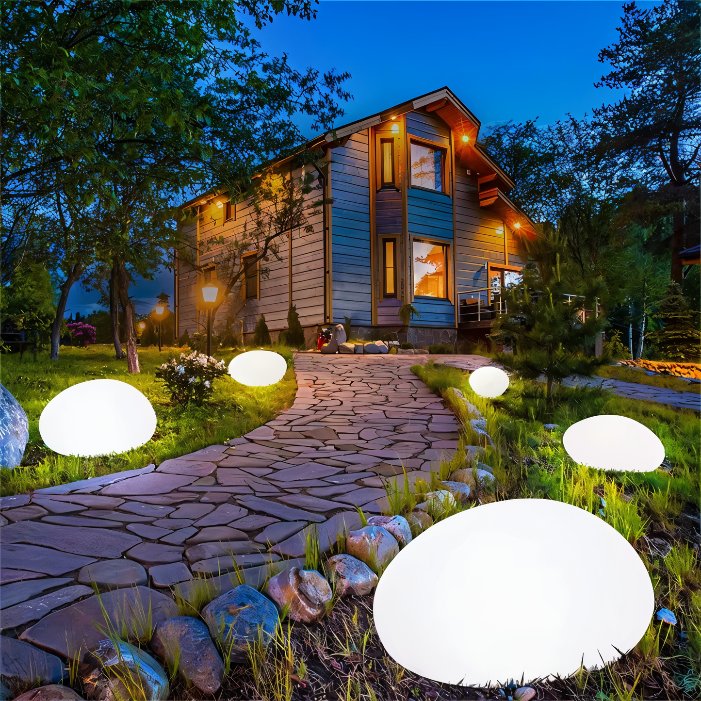 PebbleLED Garden Stone Lights – Solar-Powered Outdoor Lighting with Remote Control | IP65 Waterproof