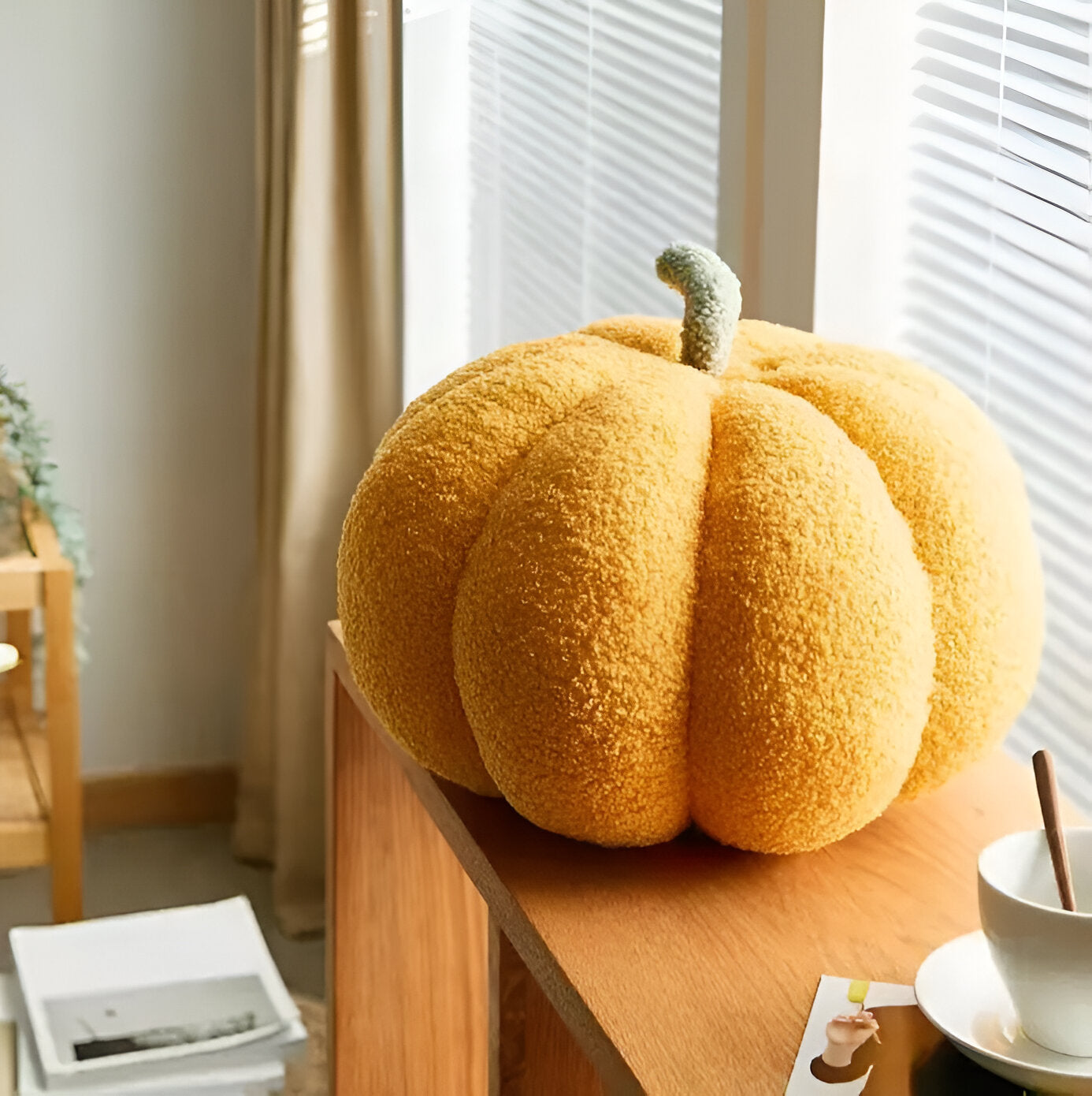 Plush Textured Pumpkin Cushion – Soft Decorative Pillow for Cozy Interiors