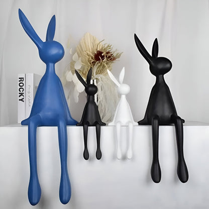 ResinLux | Modern Resin Easter Bunny – Black, White, or Blue Sitting Rabbit Decoration