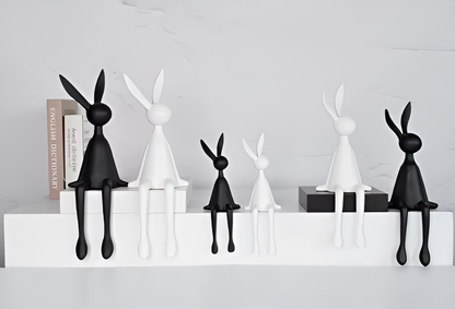 ResinLux | Modern Resin Easter Bunny – Black, White, or Blue Sitting Rabbit Decoration