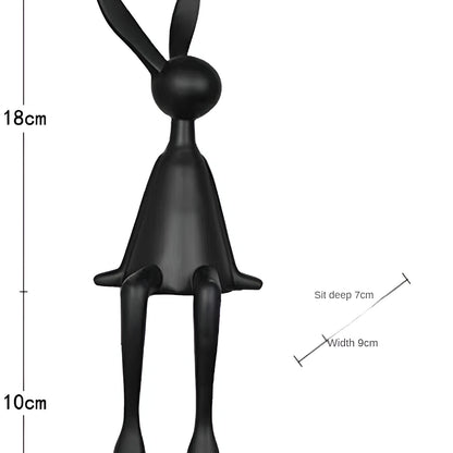 ResinLux | Modern Resin Easter Bunny – Black, White, or Blue Sitting Rabbit Decoration
