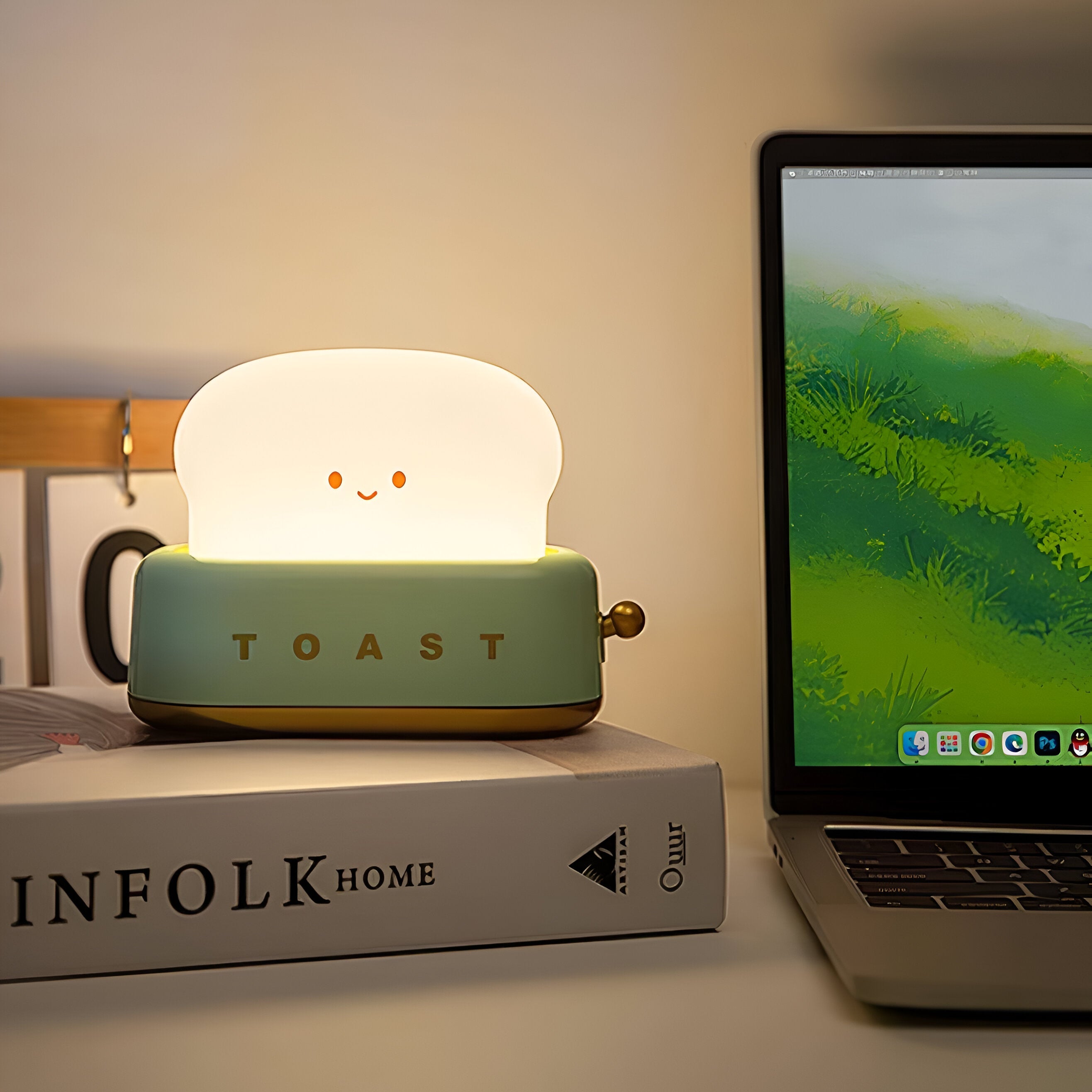TinyToast Table Lamp | Cute Toaster Night Light with Dimmable LED & USB ...