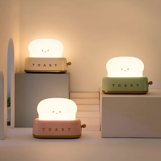 TinyToast Table Lamp – Portable Toaster-Shaped Night Light with Dimmable LED & USB Port