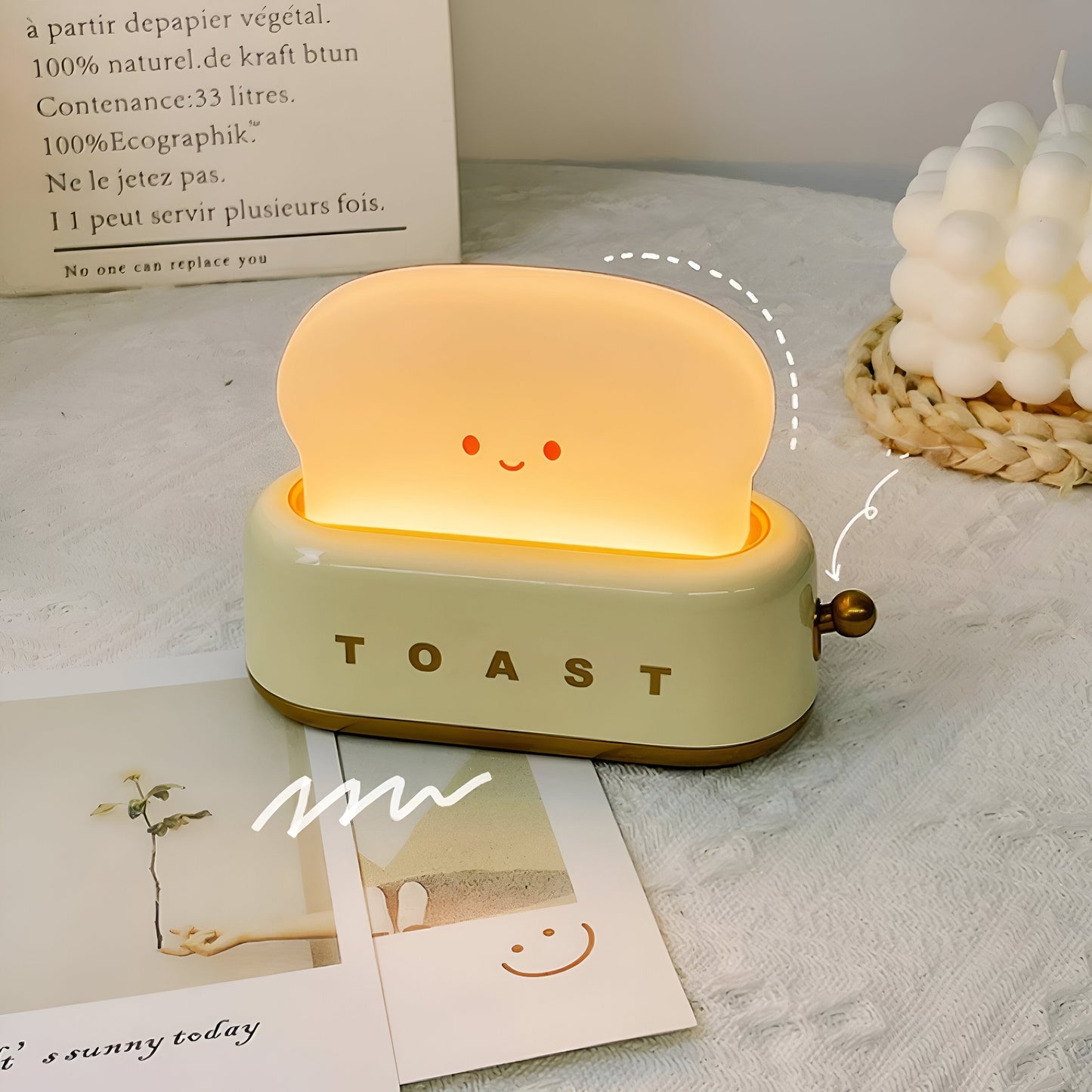 TinyToast Table Lamp – Portable Toaster-Shaped Night Light with Dimmable LED & USB Port