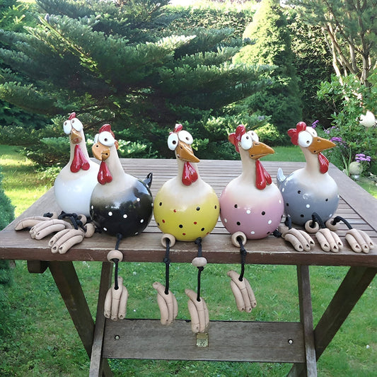 Whimsy Big-Eyed Rooster Garden Statue – Weatherproof Resin Chicken Ornament