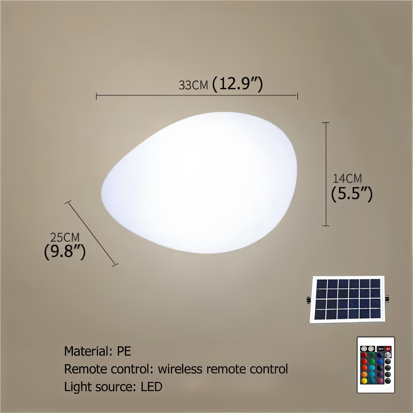 PebbleLED Garden Stone Lights – Solar-Powered Outdoor Lighting with Remote Control | IP65 Waterproof