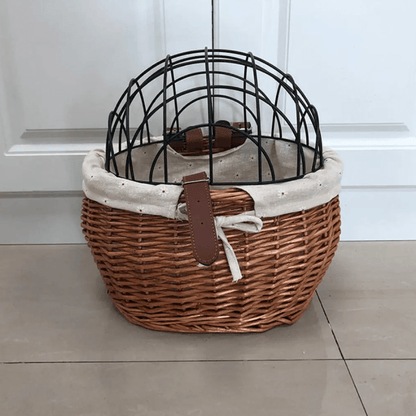 PawRide | Front-Mounted Wicker Dog Bike Basket – Safe, Stylish & Weatherproof