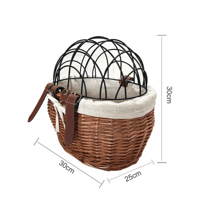 PawRide | Front-Mounted Wicker Dog Bike Basket – Safe, Stylish & Weatherproof