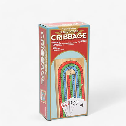 Oscar | Classic Wooden Cribbage Board Game – 3-Track with Pegs