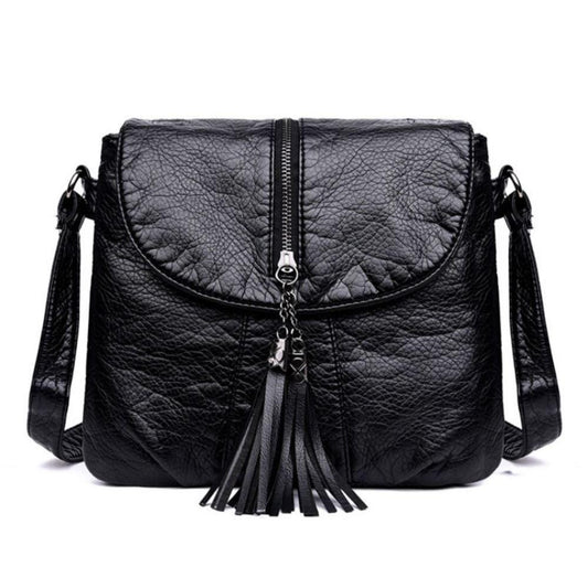 Luna Elegant Genuine Leather Shoulder Bag – Stylish Women's Crossbody Handbag with Tassel Detail
