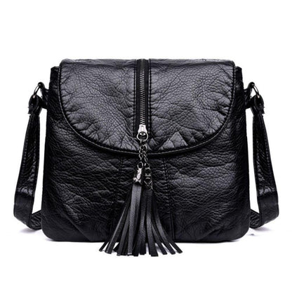 Luna Elegant Genuine Leather Shoulder Bag – Stylish Women's Crossbody Handbag with Tassel Detail