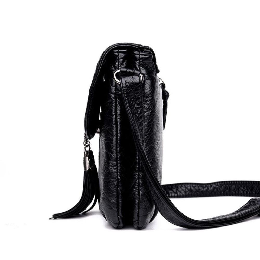 Luna Elegant Genuine Leather Shoulder Bag – Stylish Women's Crossbody Handbag with Tassel Detail