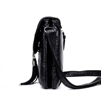 Luna Elegant Genuine Leather Shoulder Bag – Stylish Women's Crossbody Handbag with Tassel Detail