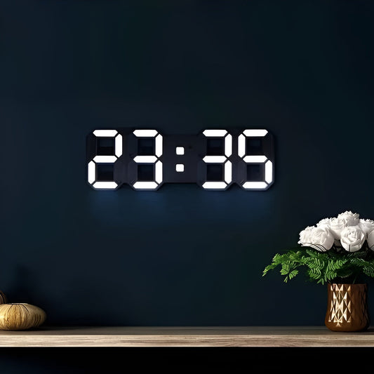 PixelTime Clock – Modern 3D LED Digital Wall Clock with Temperature, Date & Alarm