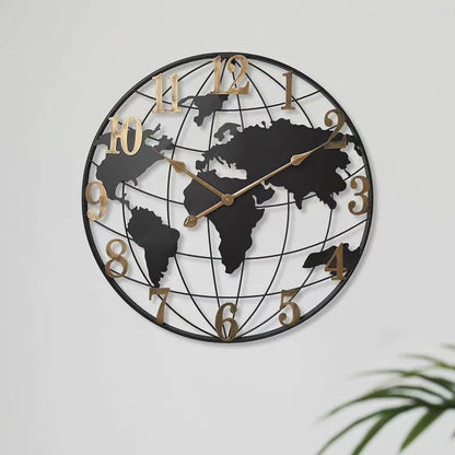 60cm Large World Map Wall Clock – Modern Decorative Timepiece for Living Room