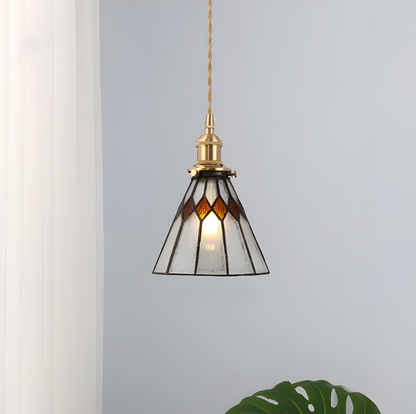 IllumaStyle Japanese Pendant Light – Retro Geometric Copper & Glass Hanging Lamp