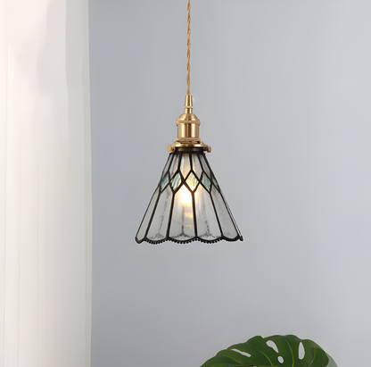 IllumaStyle Japanese Pendant Light – Retro Geometric Copper & Glass Hanging Lamp