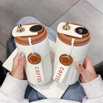 IsoCup Smart Stainless Steel Thermal Bottle with Digital Temperature Display – 450ml Insulated Travel Mug