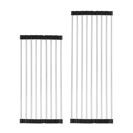 Stainless Steel Foldable Dish Drying Rack – Space-Saving Kitchen Sink Rack Drainer with Filter Roll