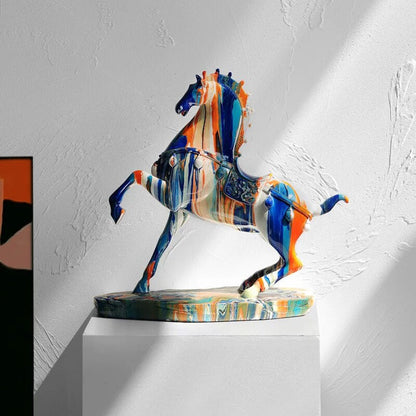 Colourful Bull Sculpture – Modern Resin Statue with Graffiti Art Design