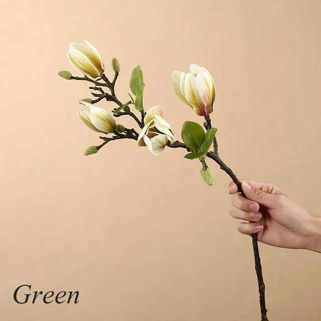 GraceBloom | Artificial Magnolia Branches – Realistic Silk Flower Stems for Home Décor