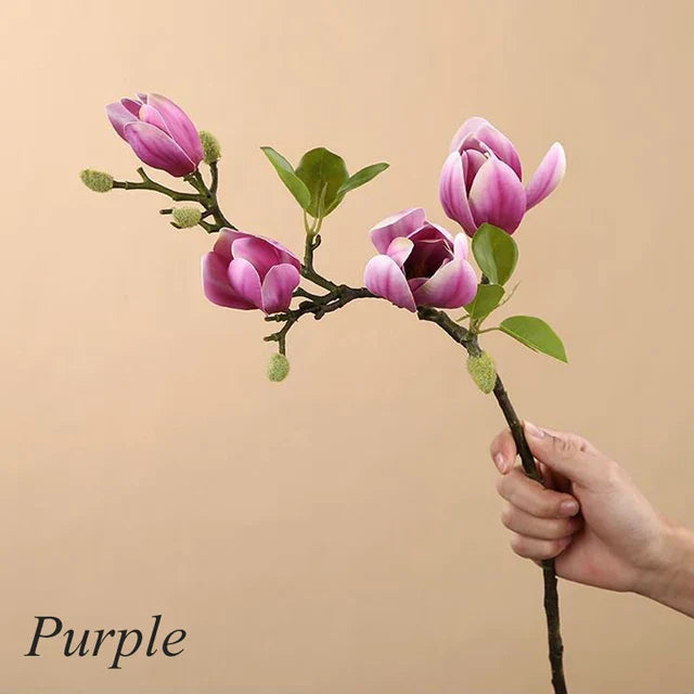 GraceBloom | Artificial Magnolia Branches – Realistic Silk Flower Stems for Home Décor