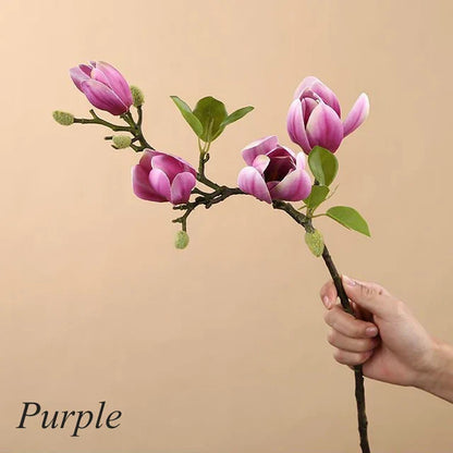 GraceBloom | Artificial Magnolia Branches – Realistic Silk Flower Stems for Home Décor