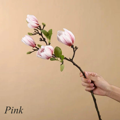 GraceBloom | Artificial Magnolia Branches – Realistic Silk Flower Stems for Home Décor