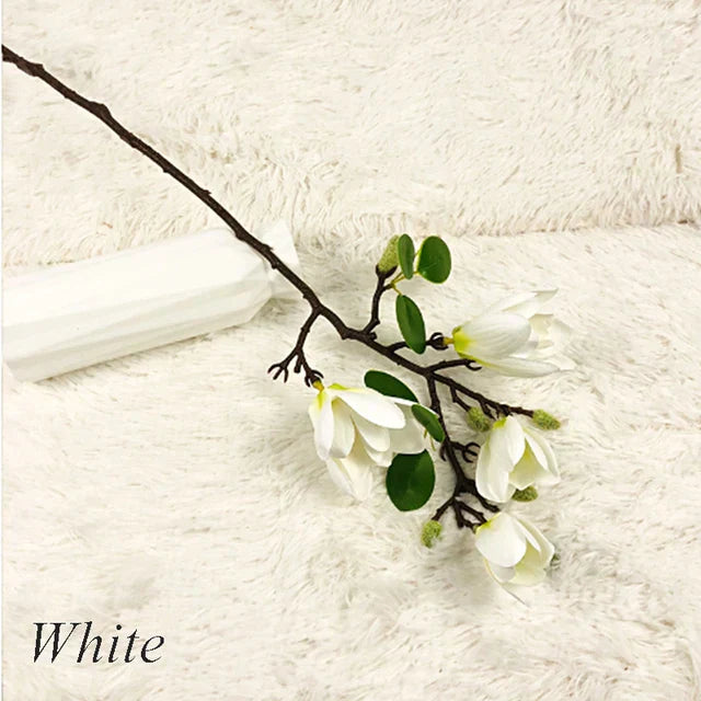 GraceBloom | Artificial Magnolia Branches – Realistic Silk Flower Stems for Home Décor