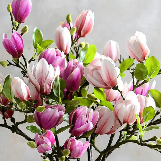 GraceBloom | Artificial Magnolia Branches – Realistic Silk Flower Stems for Home Décor