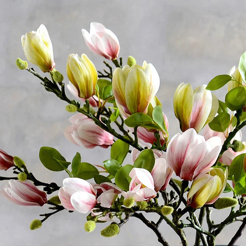 GraceBloom | Artificial Magnolia Branches – Realistic Silk Flower Stems for Home Décor