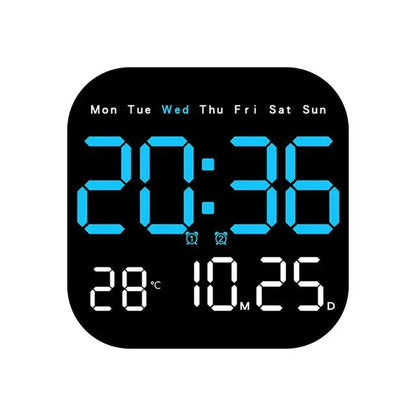 Modern LED Wall Clock – Digital Clock with Remote Control & Temperature Display
