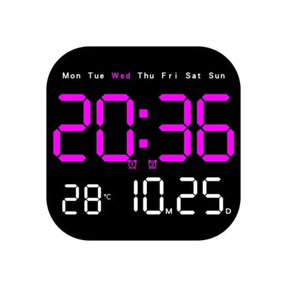 Modern LED Wall Clock – Digital Clock with Remote Control & Temperature Display