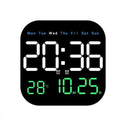 Modern LED Wall Clock – Digital Clock with Remote Control & Temperature Display