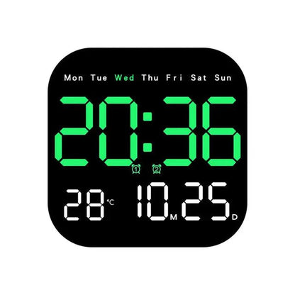Modern LED Wall Clock – Digital Clock with Remote Control & Temperature Display