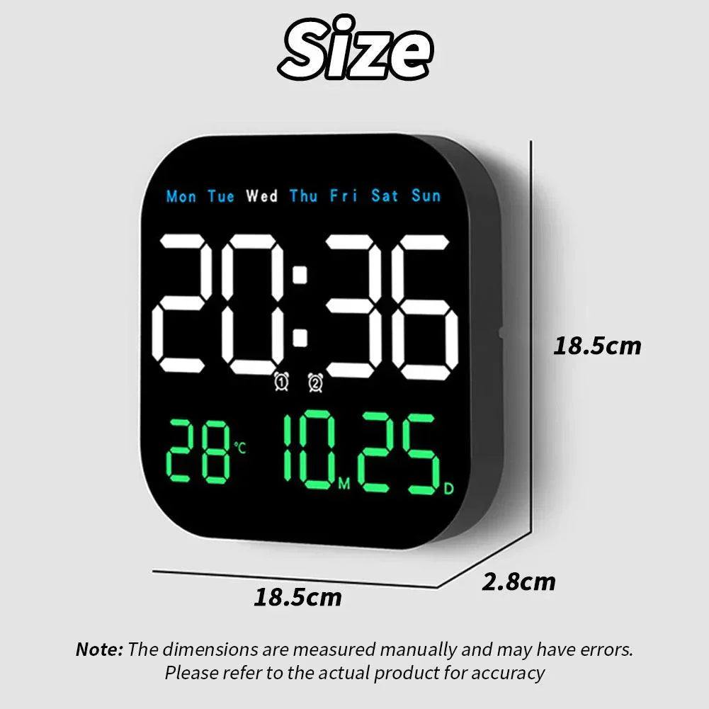 Modern LED Wall Clock – Digital Clock with Remote Control & Temperature Display