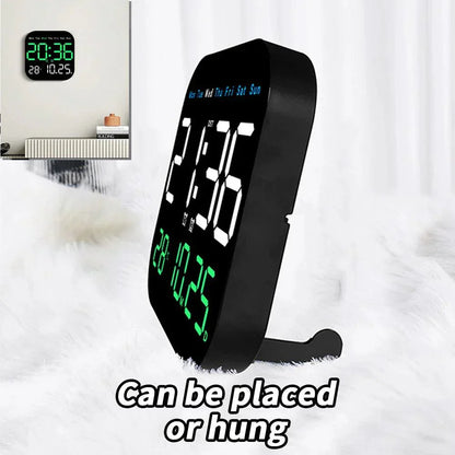 Modern LED Wall Clock – Digital Clock with Remote Control & Temperature Display