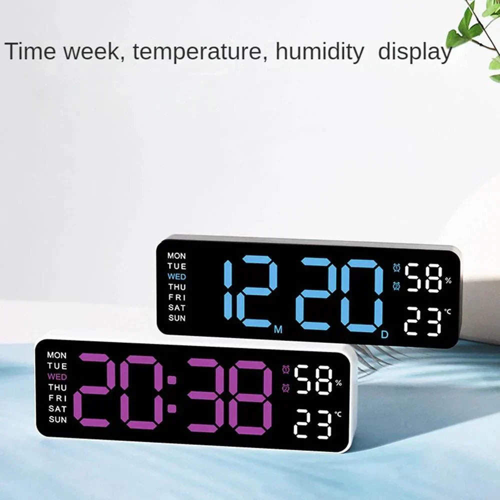 Large Digital Clock – Multifunctional LED Display with Temperature & Alarm
