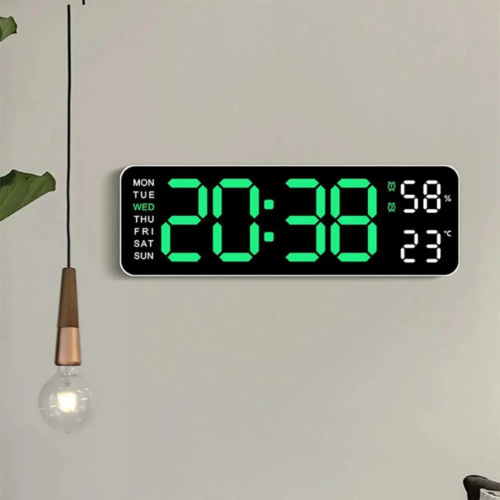 Large Digital Clock – Multifunctional LED Display with Temperature & Alarm